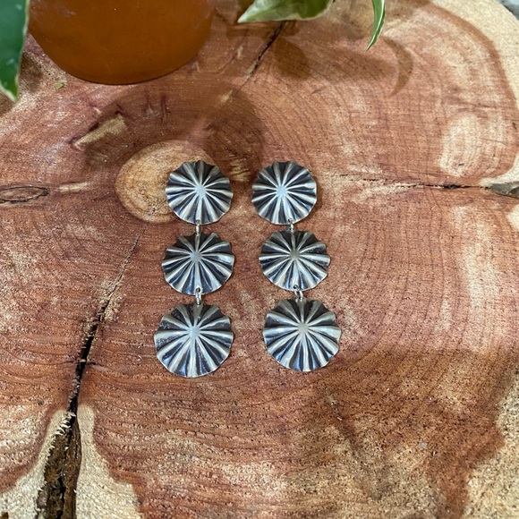 Brushed Sterling Silver Earrings - Picture 1 of 3
